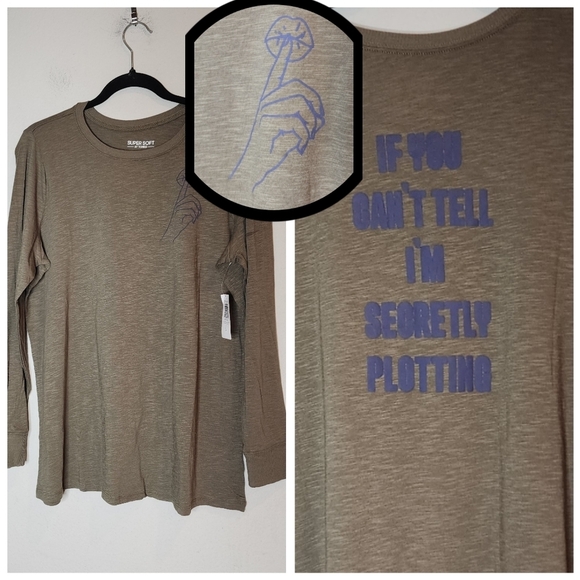 Torrid "I'm Secretly Plotting" Super Soft Slub Crew Neck Long Sleeve. Size large - Picture 1 of 16